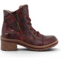 Infinity Leather Women's Mustang Floral Lace-Up Winter Ankle Boots - M0092001 in Burgundy | Size: 5.5