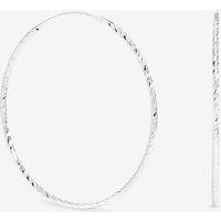 Simply Silver Women's Sterling Silver Plated Diamond Cut 50mm Sleeper Hoop Earrings