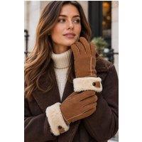 Fenland England Women's Real Leather Sheepskin Gloves in Light Brown | Size: Medium/Large