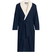 Lands' End Men's Sherpa-lined Flannel Dressing Gown in Dark Navy | Size: XL