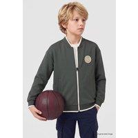 Tommy Life Men's Youth Zip Crew Neck Sweatshirt in Dark Green | Size: 14-15 Years