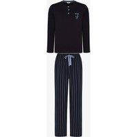 Penti Men's Nightform Striped Long Sleeve Pajama Set in Black | Size: Medium