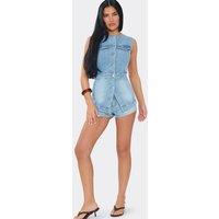 EGO Women's Denim Low Rise Shorts in Pale Blue | Size: 10