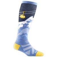 Darn Tough Vermont Women's Over-the-Calf Patterned Lightweight Ski Snowboard Merino Wool Socks in Blue | Size: Medium