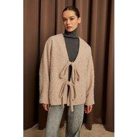 Bipantolon Women's V-Neck Tie Casual Jacket in Beige