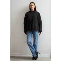 Bipantolon Women's V-Neck Tie Casual Jacket in Black