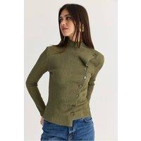 Bianco Lucci Women's Blouse in Khaki | Size: Medium