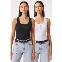 Happiness Istanbul Women's Cotton Tank Top in Black | Size: Large