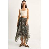 Bianco Lucci Women's Paisley Print Handkerchief Hem Midi Skirt | Size: Large