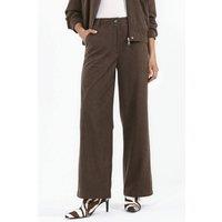 Hiccup Women's High Waist Straight Leg Velvet Pants in Brown | Size: Large