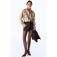 Penti Women's Shadow Diamond Geometric Pattern Mesh Tights in Brown | Size: 1-2