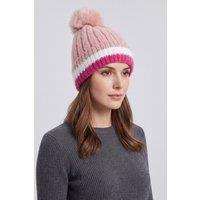 Vellin Women's Women's Rhinestone Wave Pom Pom Beanie in Pink