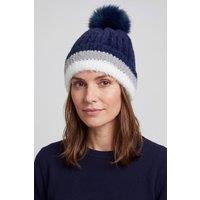 Vellin Women's Women's Rhinestone Wave Pom Pom Beanie in Navy