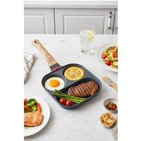 Living and Home Non-stick 3-hole Egg Frying Pan Sausage Breakfast All-in-1 Grill Pan in Grey