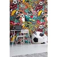 Origin Murals Sports Graffiti Red - 3 Drop Repeatable Wall Mural