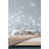 Origin Murals Blossom Trail Wedgewood Blue - 3 Drop Repeatable Wall Mural