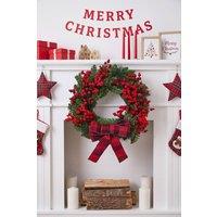 Living and Home Artificial Christmas Wreath with Bow in Green