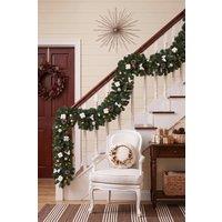 Living and Home Pre-lit Artificial Christmas Garland in Green