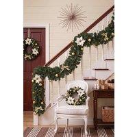Living and Home Pre-lit Artificial Christmas Garland in Green
