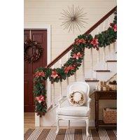 Living and Home Pre-lit Artificial Christmas Garland in Green