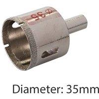 Loops PRO 35mm Diamond Dust Core Drill Bit & Shank Tile Marble Glass Hole Saw Cutter in Clear