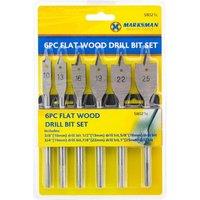 BARGAINS-GALORE 6pc Flat Wood Spade Hole Cut Saw Drill Bit Set 10-25mm DIY Power Tools in Silver
