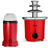 Tower Popcorn Maker & Chocolate Fountain in Red