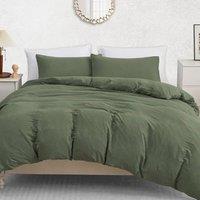 Pamposh Pre Washed Microfibre Duvet Cover Sets Reversible Quilt Covers in Green | Size: King