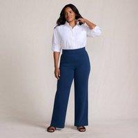 Lands' End Women's Plus Serious Sweats Fleece Lined Straight Leg Trousers in Navy | Size: 28-30