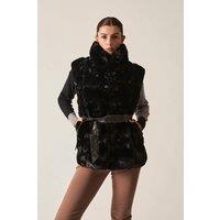 James Lakeland Women's Faux-Fur Belted Gilet black | Size: 14-16