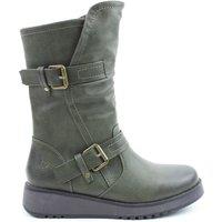 Heavenly Feet Women's HANNAH4 Mid Calf Side Zip Boots in Khaki | Size: 6
