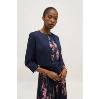 Hobbs London Women's Elize Textured Cropped Jacket in Dark Navy | Size: 14