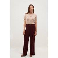 Hobbs London Women's Hadley Wide Leg Trousers in Burgundy | Size: 10