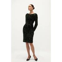Hobbs London Women's Sawyer Boat Neck Sequin Dress in Bottle Green | Size: 16