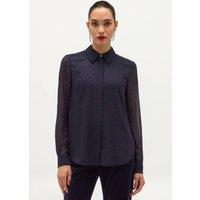 Hobbs London Women's Shona Embellished Sheer Shirt in Dark Navy | Size: 10