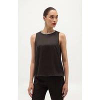Hobbs London Women's Keira Jewel Neck Shell Blouse in Black | Size: 14