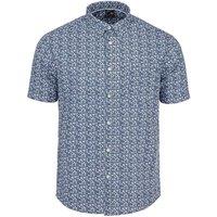 Ben Sherman Men's Floral Short-Sleeved Shirt in Blue | Size: XL