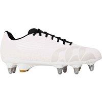 Canterbury Men's Stampede Groundbreak Team Patterned Leather Soft Ground Rugby Boots in White | Size: 12