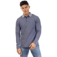 Peter Werth Men's Needham Collared Long-Sleeved Polo Shirt in Navy | Size: Medium