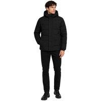 Jack & Jones Men's Colour Block Ribbed Hooded Puffer Jacket in Black | Size: 2XL