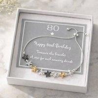My Posh Shop Women's 80th Birthday Drawstring Eight Star Bracelet