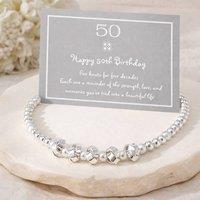 My Posh Shop Women's 50th Birthday Five Knot Stretch Bracelet in All Silver