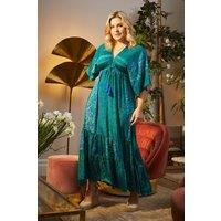 Izabel London Women's Floral Side Split Maxi Dress in Blue | Size: 12
