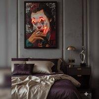 HOME LUXE INTERIOR Joker Neon LED Wall Art - 40x60cm USB Powered Canvas Decor | Size: 40x60 cm
