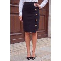 Roman Women's Button Front Wrap Skirt in Black | Size: 10