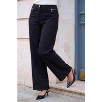Roman Women's Ponte Zip Wide Leg Trousers in Black | Size: 10
