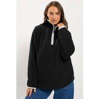 Yours Women's Fleece Half Zip in Black | Size: 16