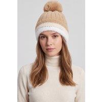Vellin Women's Women's Rhinestone Wave Pom Pom Beanie in Camel