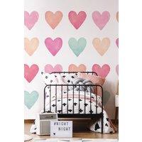 Origin Murals Colour My Heart Pink - 3 Drop Repeatable Wall Mural in White