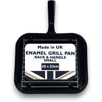 Chabrias Ltd 28cm Vitreous Enamel Grill Pan with Wire Rack & Handle UK Made in Black | Size: Large